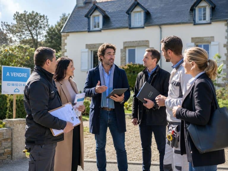 un agent immobilier en train de faire le point avec ses partenaires professionnels