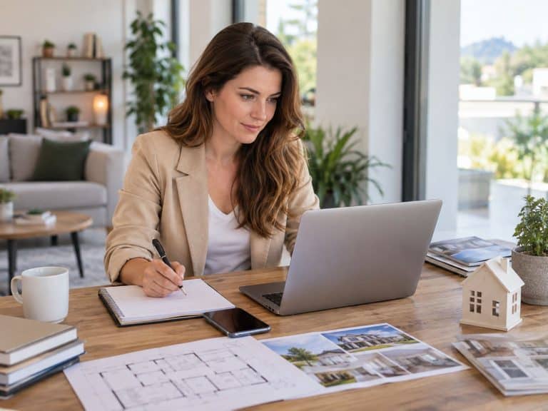 une femme en cours de création d'entreprise individuelle dans l'immobilier