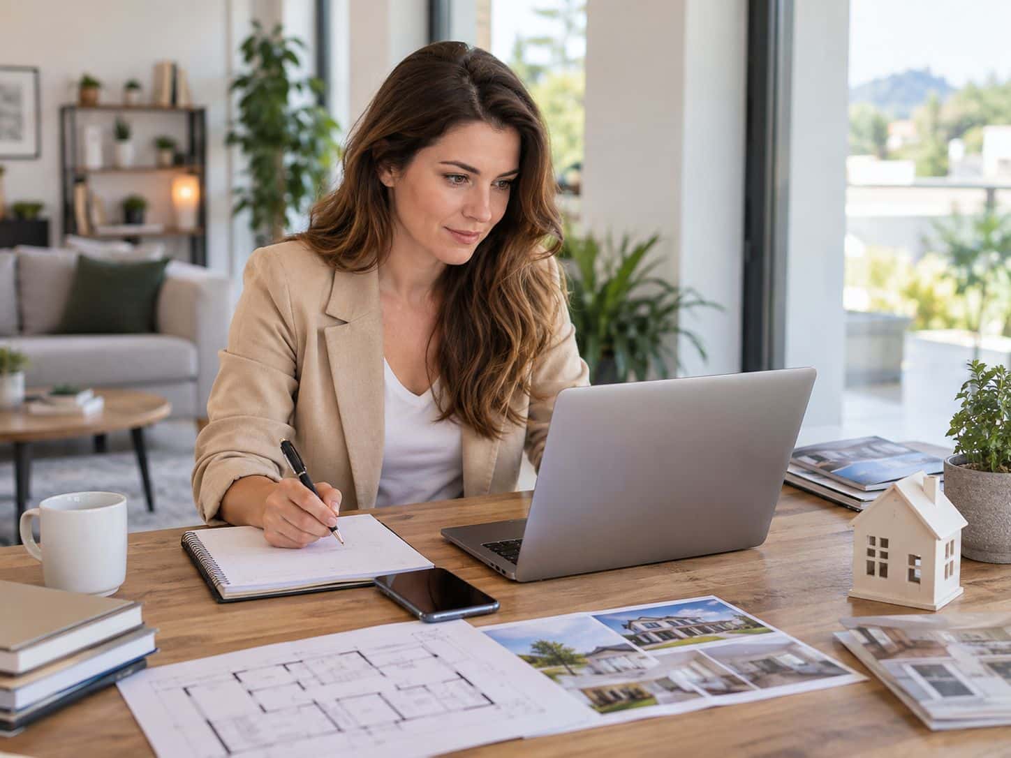 une femme en cours de création d'entreprise individuelle dans l'immobilier