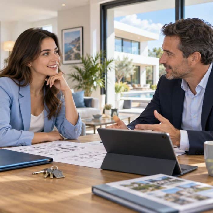 une étudiante en licence immobilier en entretien d'embauche
