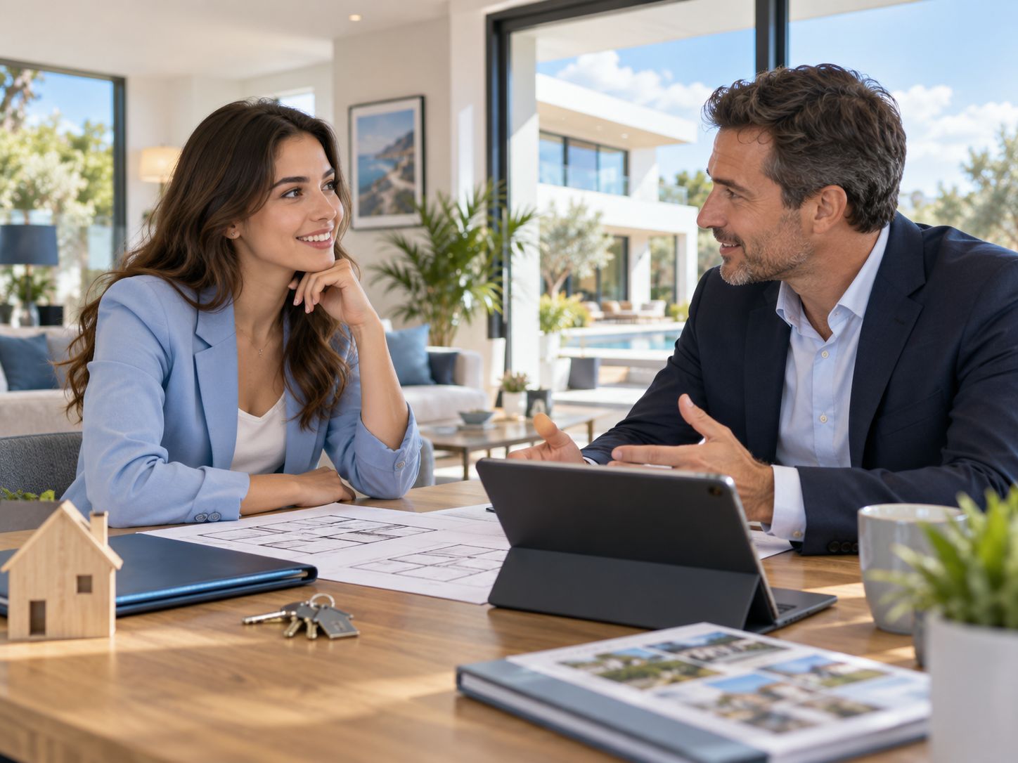 une étudiante en licence immobilier en entretien d'embauche